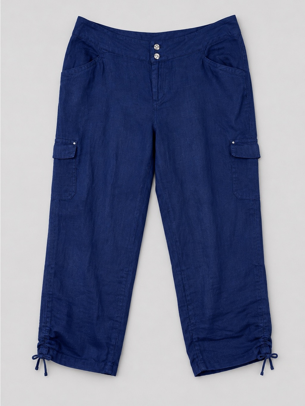 INC Wide Leg Linen Pants Size 16W Beachy Bohemian Lagom Minimalist Blue